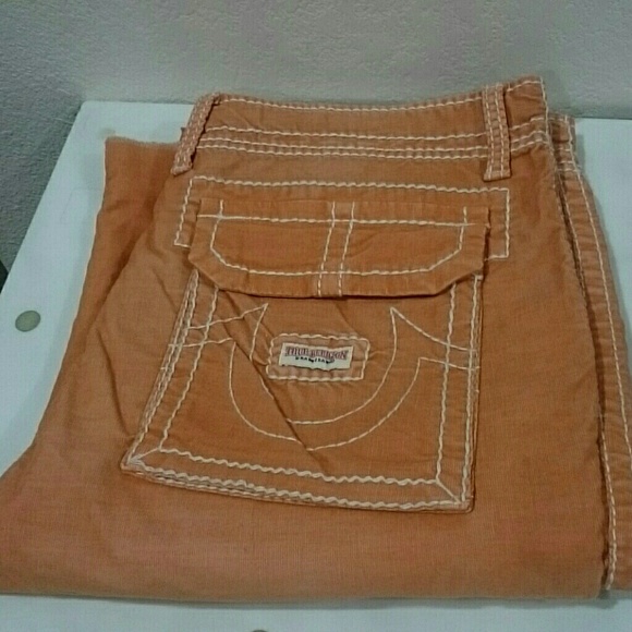 True Religion Orange Cargo Shorts